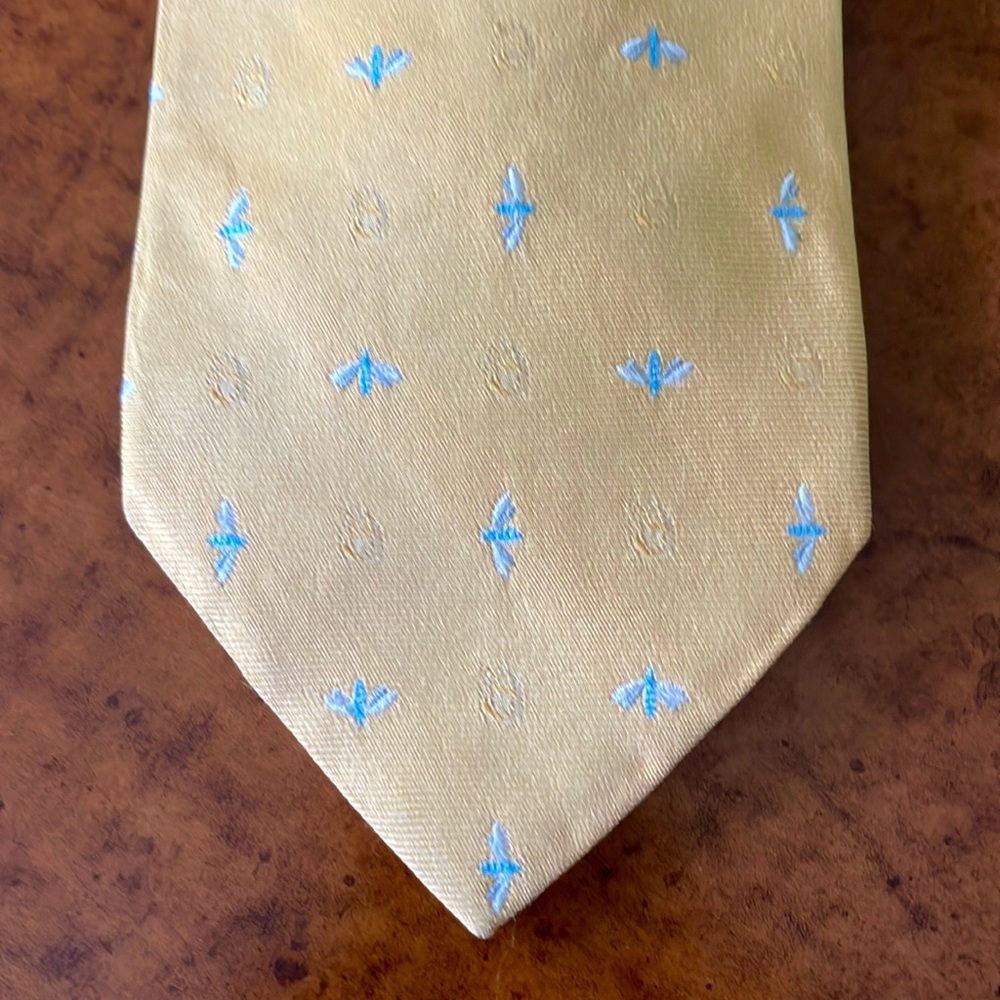 Brooks Brothers 346 Silk Tie Yellow Dragon Fly